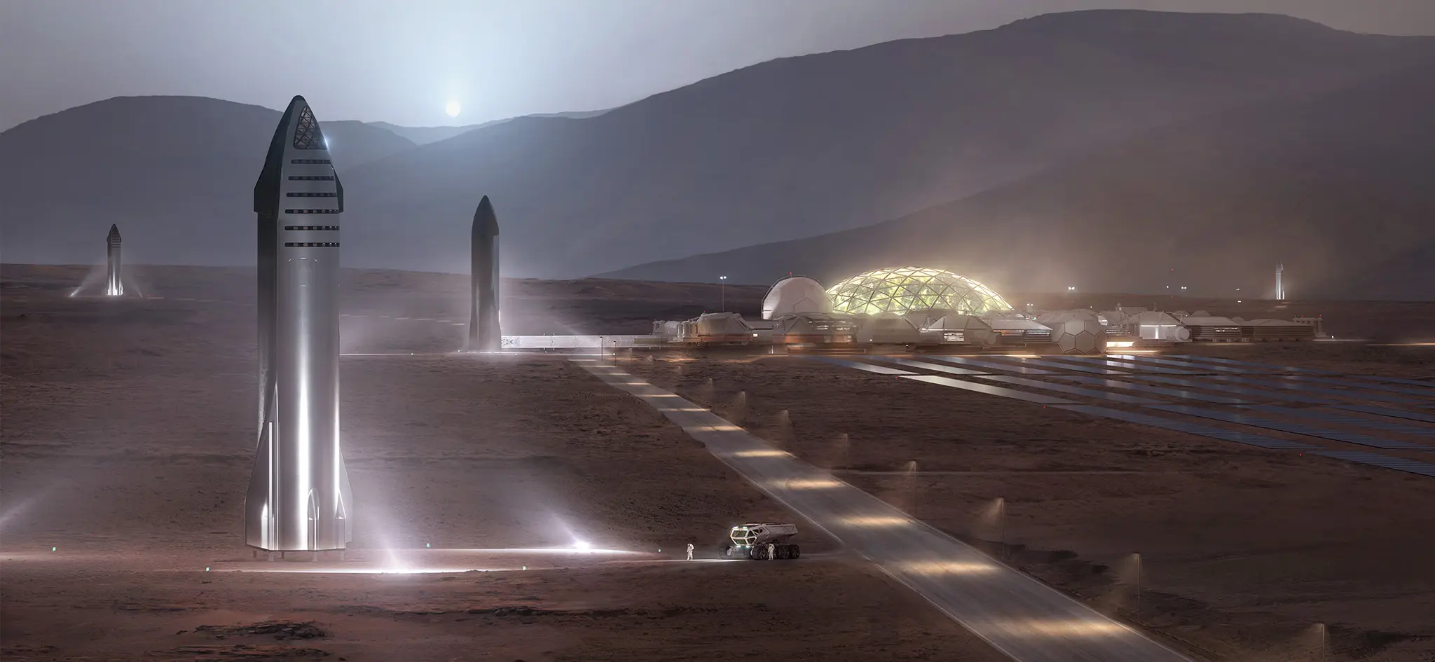 Căn cứ trên Sao Hỏa của con người (ảnh Render của SpaceX).