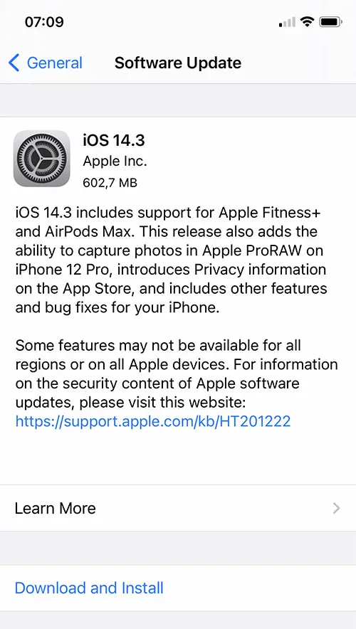 iOS 14.3 details