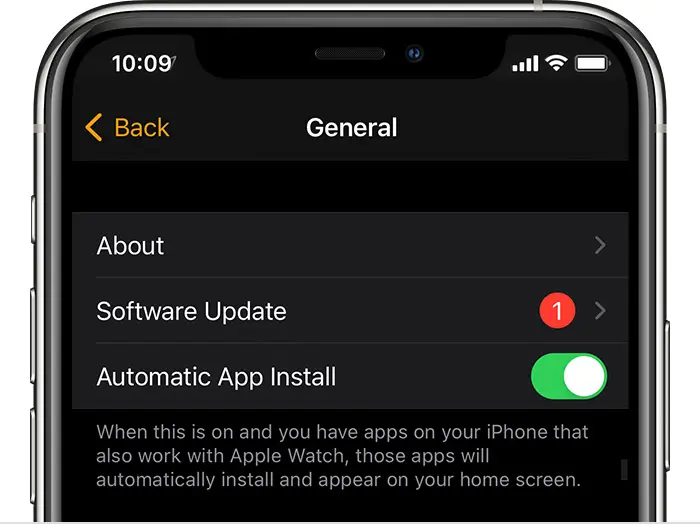 Update Apple Watch on iPhone