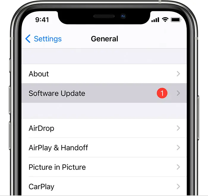 Update iPhone software via OTA