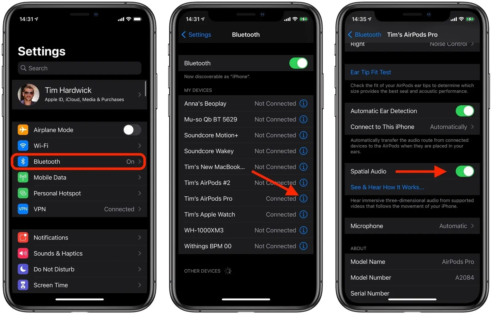AirPods Spatial Audio on