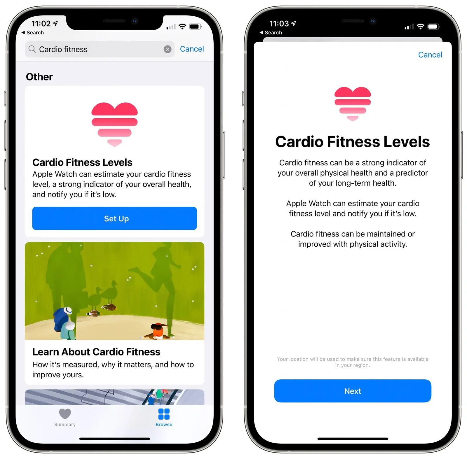 Apple watch cardio fitness level set up