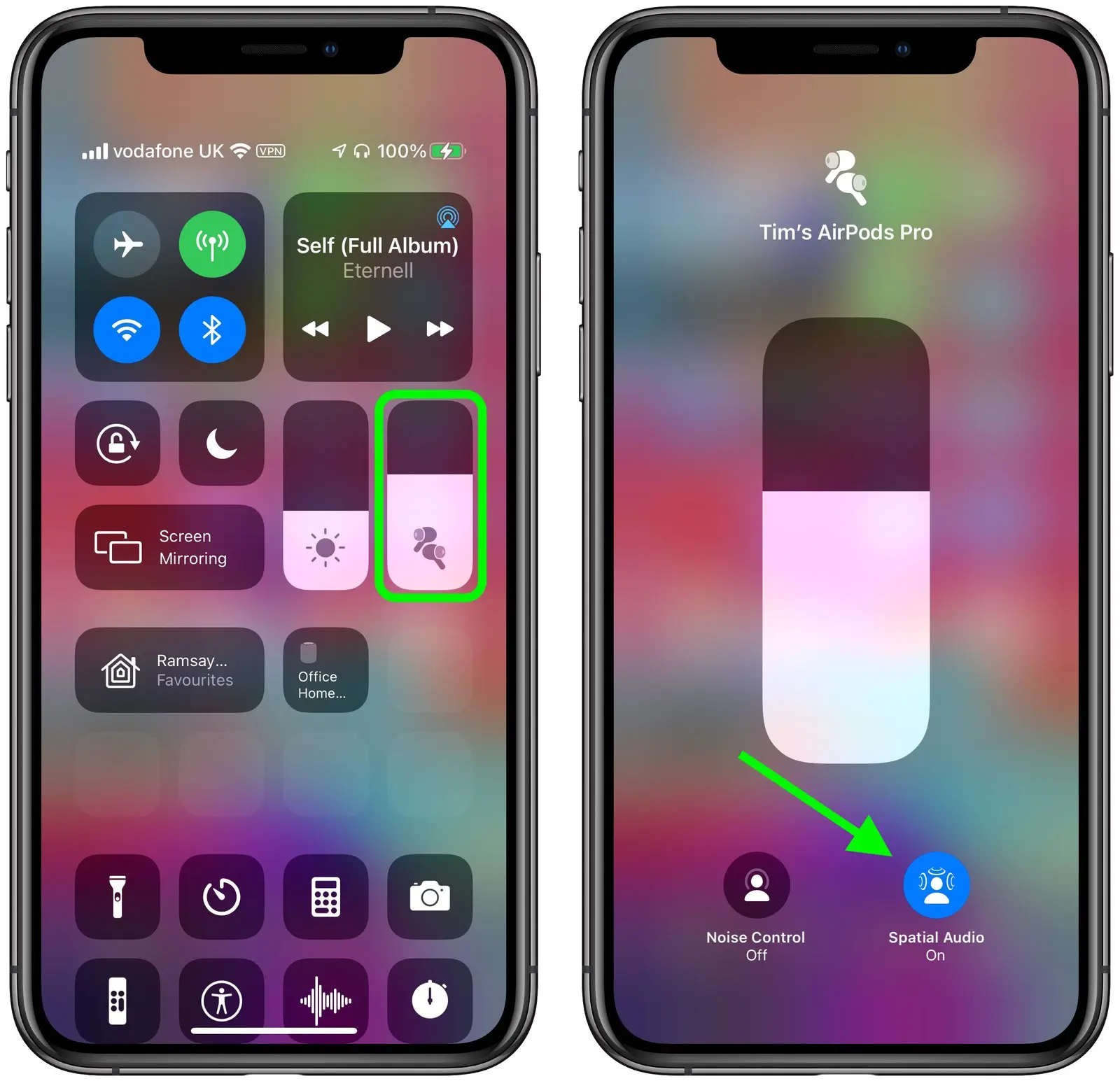 Control Center AirPods Spatial Audio
