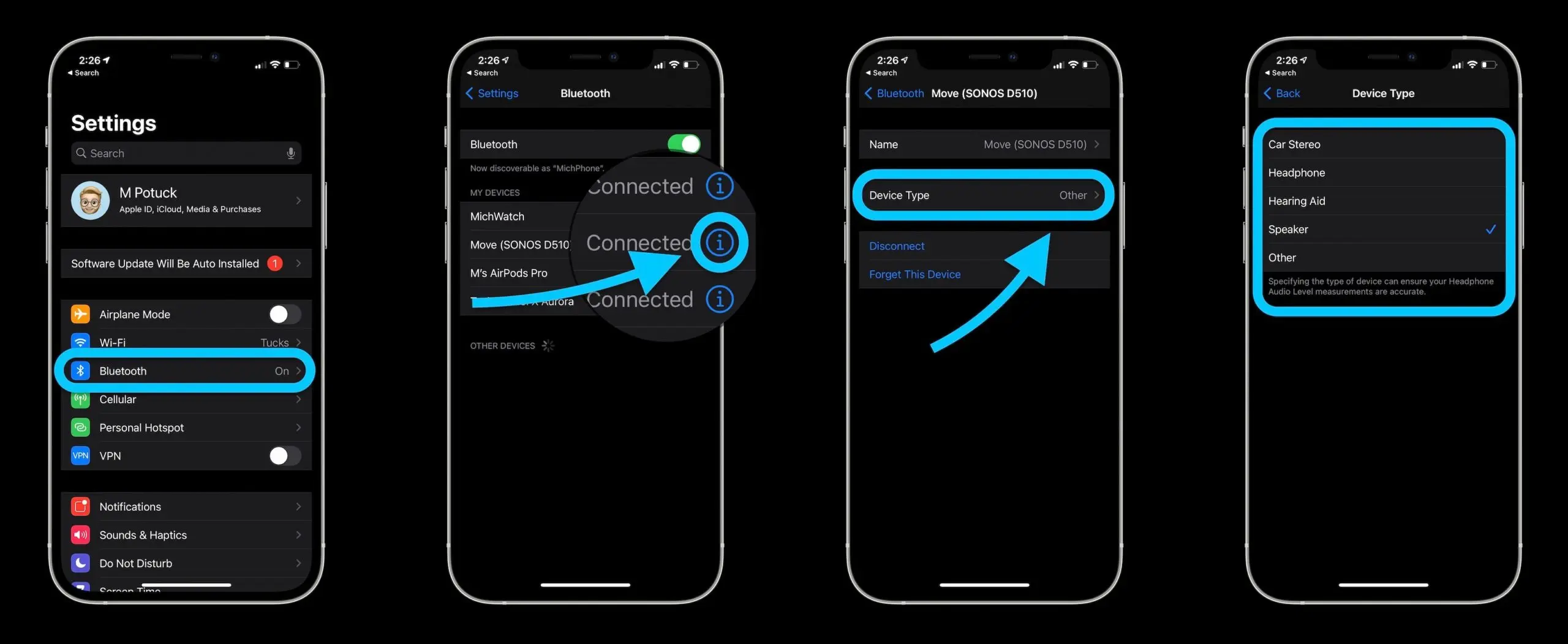 how to label Bluetooth devices on ios14.4