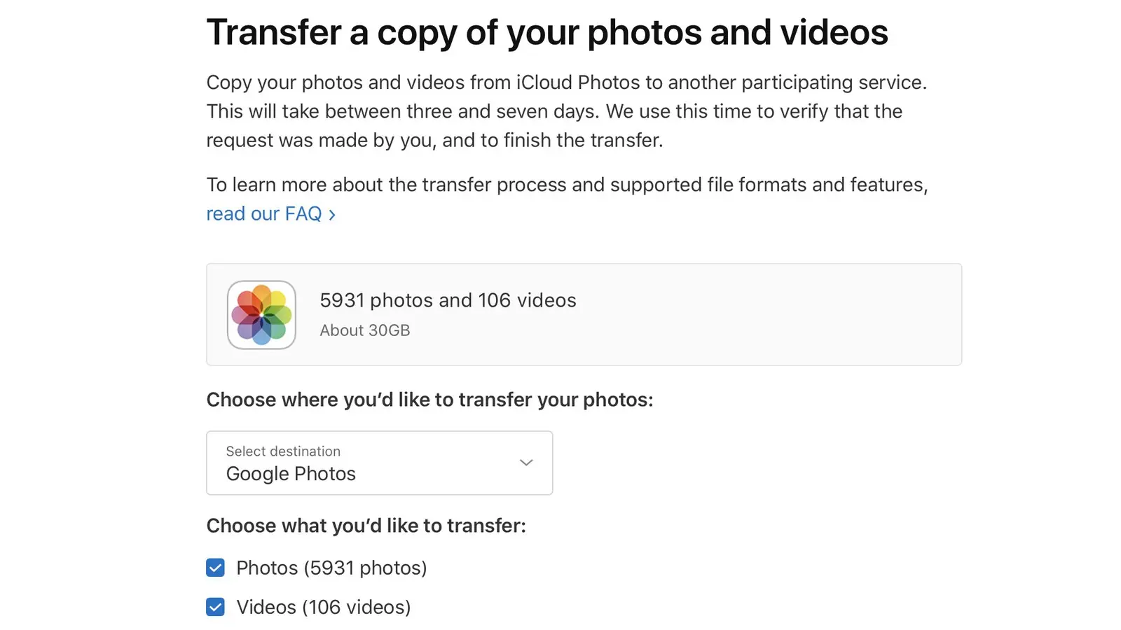 Cách chuyển hình ảnh, video từ iCloud Photos sang Google Photos