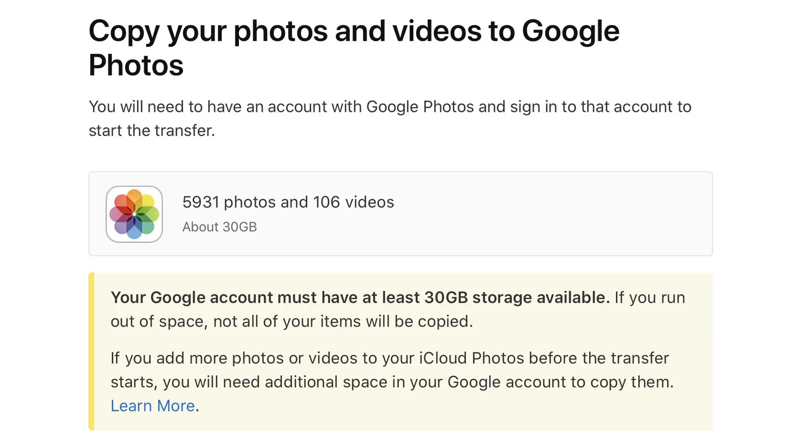 Cách chuyển hình ảnh, video từ iCloud Photos sang Google Photos