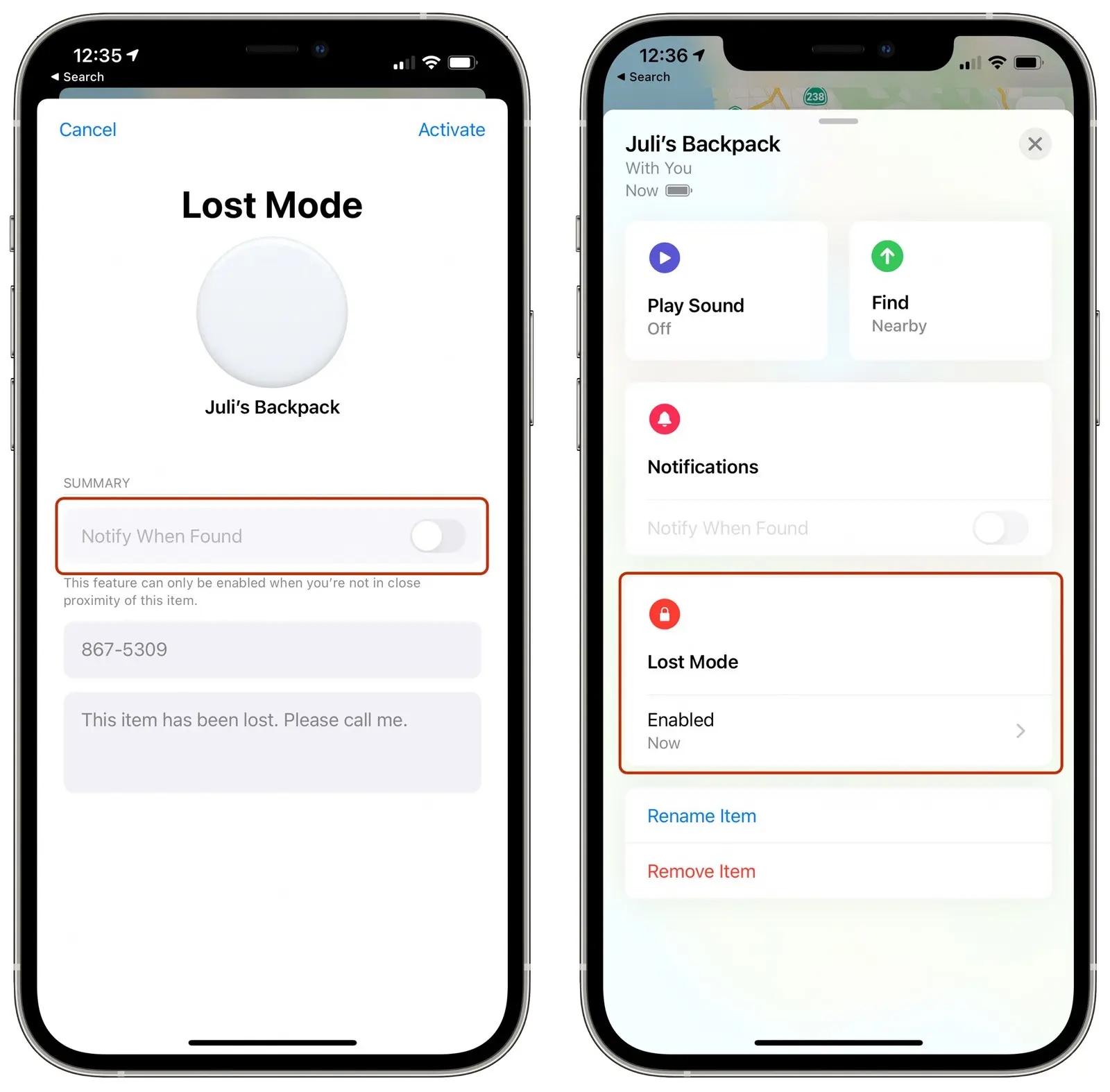 Cách chuyển AirTag qua chế độ Lost Mode