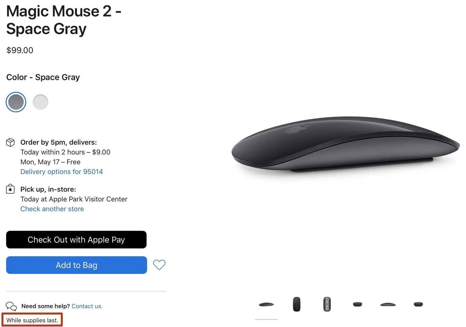 Apple ngưng bán Magic Keyboard, Magic Mouse, Magic Trackpad màu Space Gray