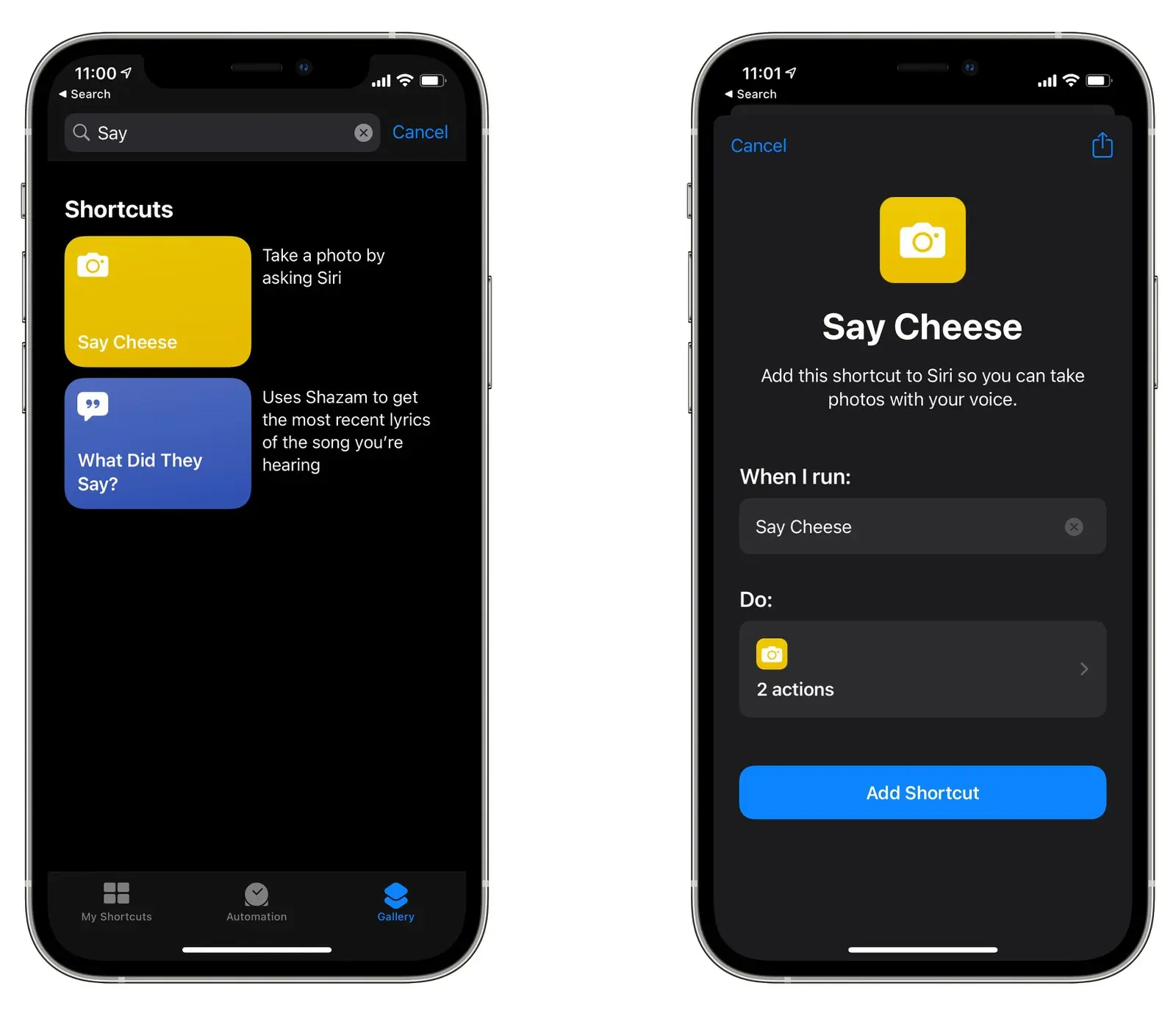 Sử dụng shortcuts "Say Cheese" để chụp ảnh trên iPhone