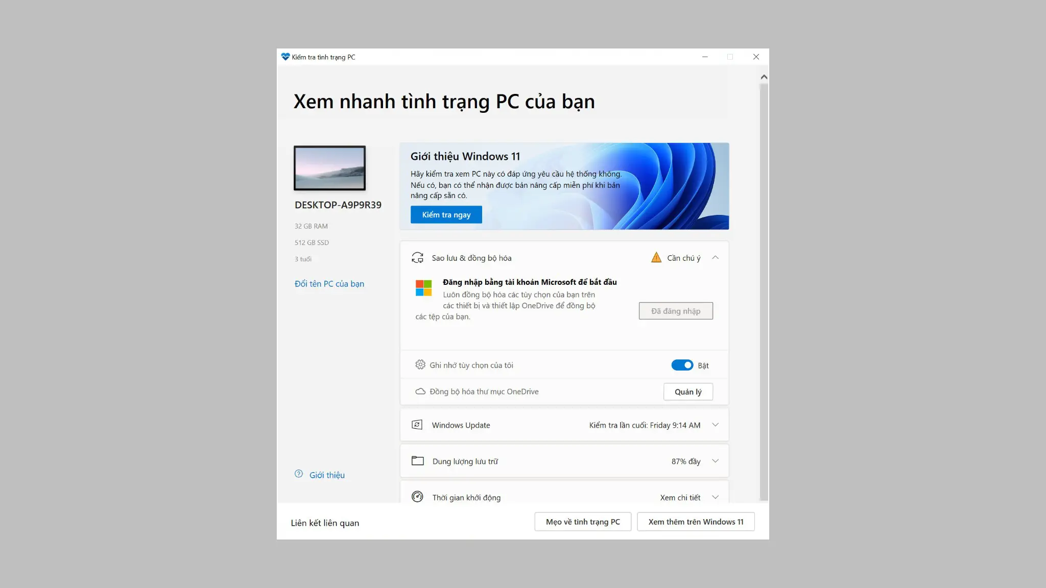 Cách kiểm tra cấu hình máy có đủ chạy Windows 11 không - PC Health Check