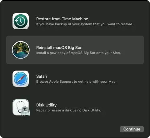 Restore macOS Monterey về macOS Big Sur bằng System Preferences bằng Time Machine