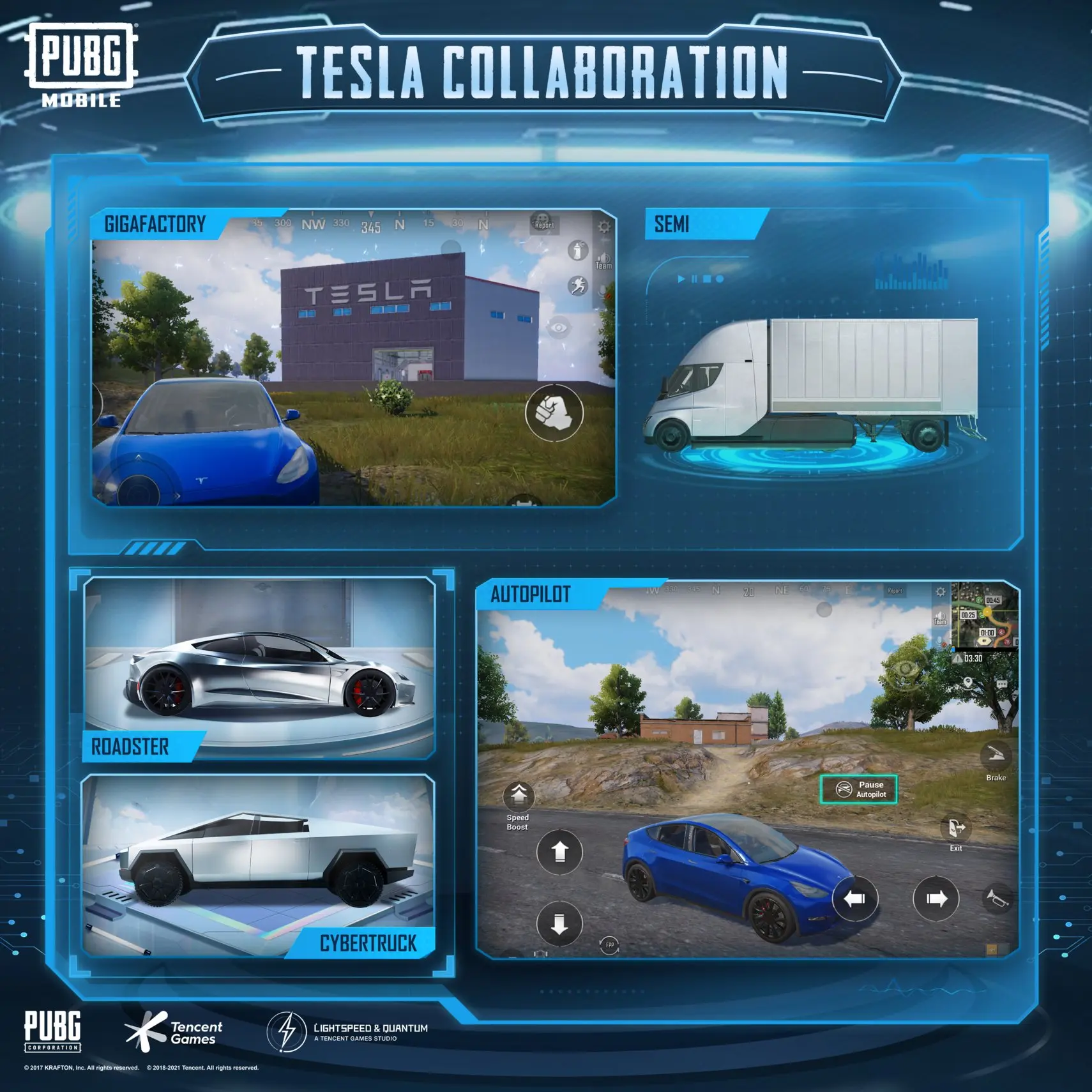 Xe tự lái Tesla siêu ngầu xuất hiện trong PUBG MOBILE 1.5: IGNITION