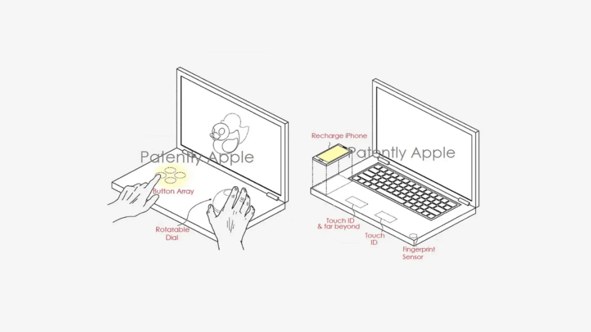 Apple có bằng sáng chế MacBook hai màn hình, bàn phím ảo, sạc không dây