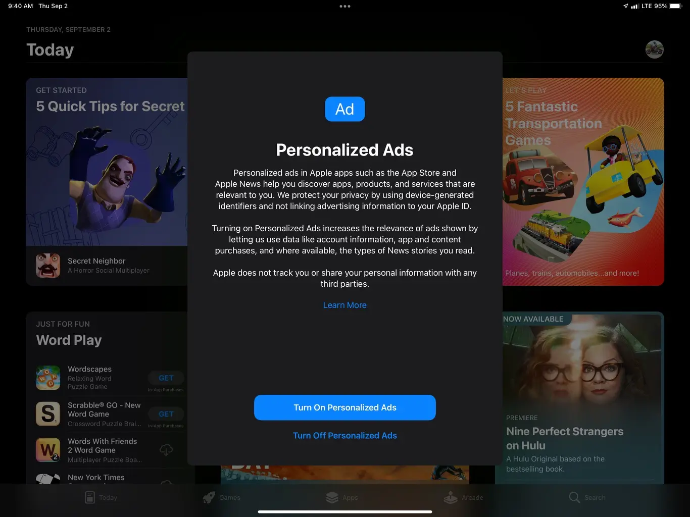 Apple cũng sẽ xin phép người dùng trước khi chạy quảng cáo đến họ