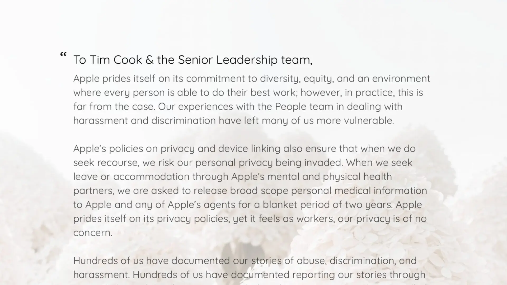 #AppleToo: Lời nhắn gửi của nhân viên đến ban lãnh đạo Apple