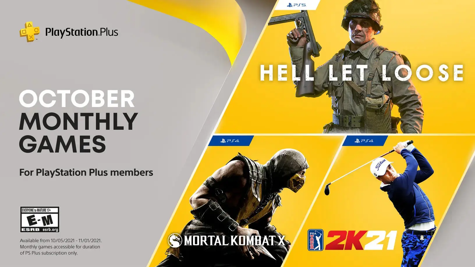 Game free PlayStation Plus tháng 10: Hell Let Loose, PGA Tour 2K21, Mortal Kombat X