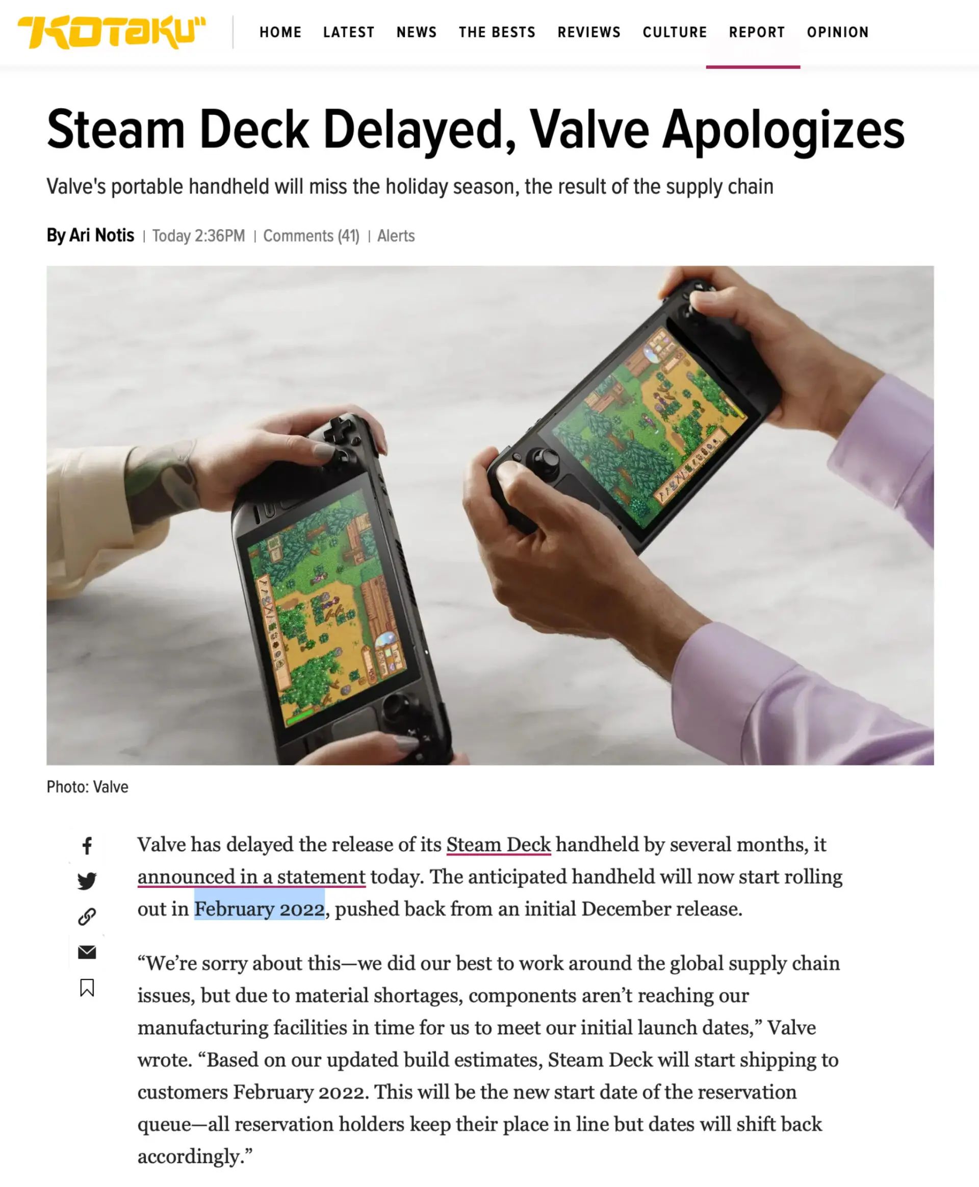 Steam Deck bị trễ hẹn đến tháng 2/2022