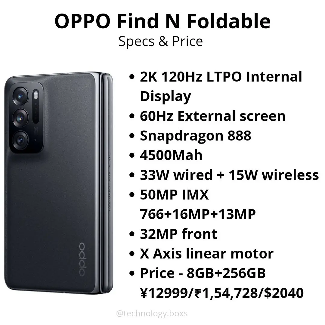 Lộ cấu hình chi tiết OPPO Find N: smartphone màn hình gập đầu tiên của OPPO