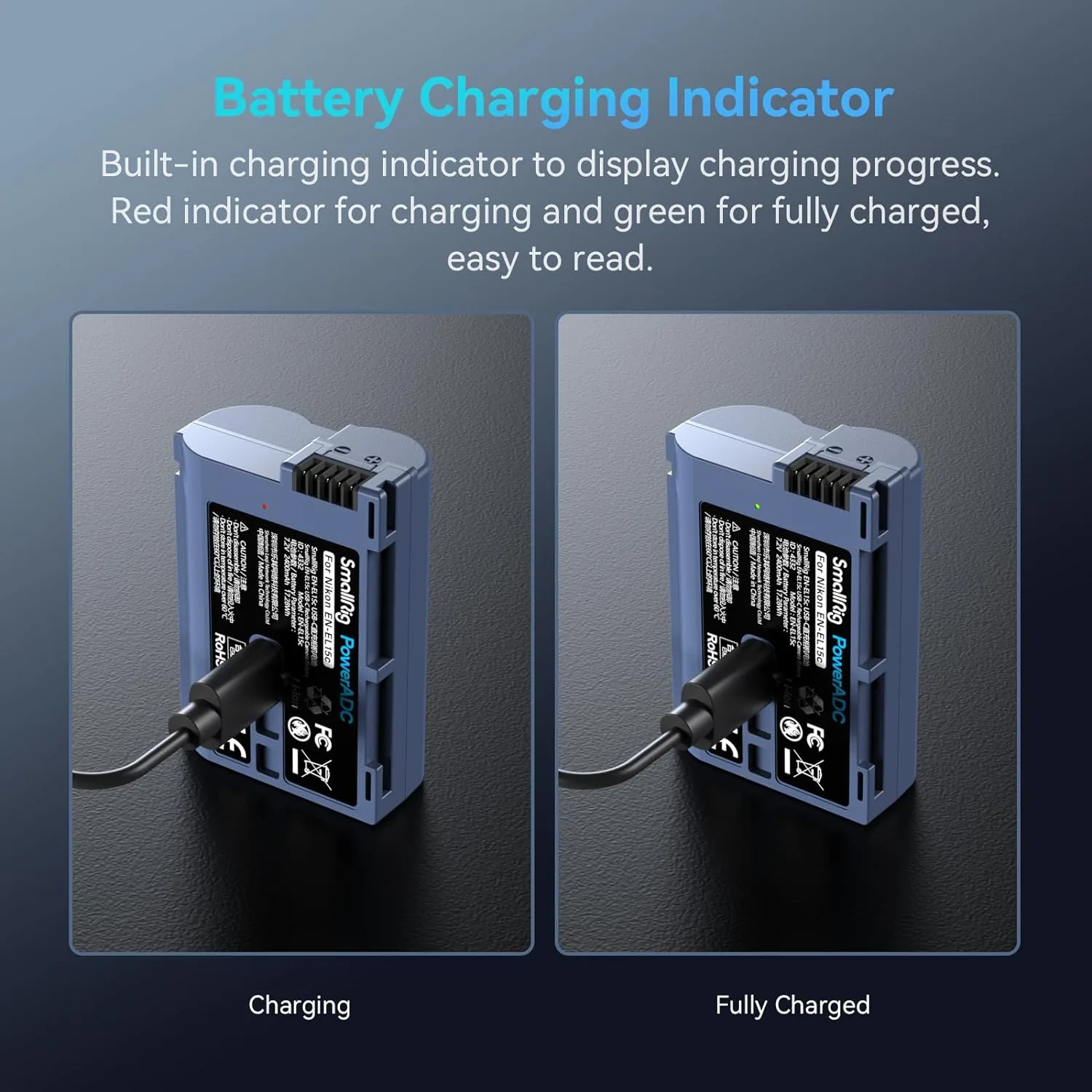 SmallRig USB C fast charging batteries for Nikon cameras 3