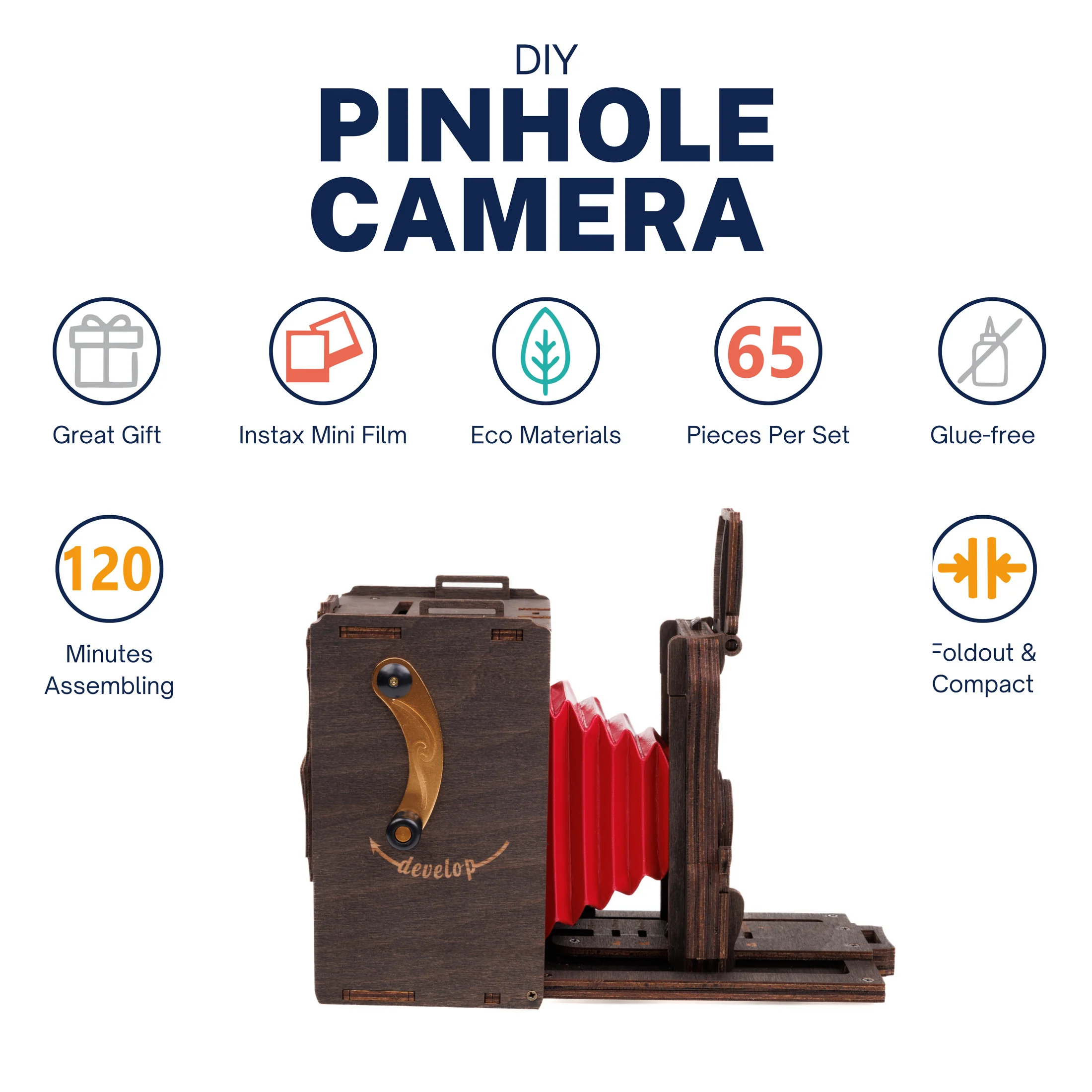 Profile view of the pre assembled Pinhole Instant Mini Film Camera with features 2200x.png