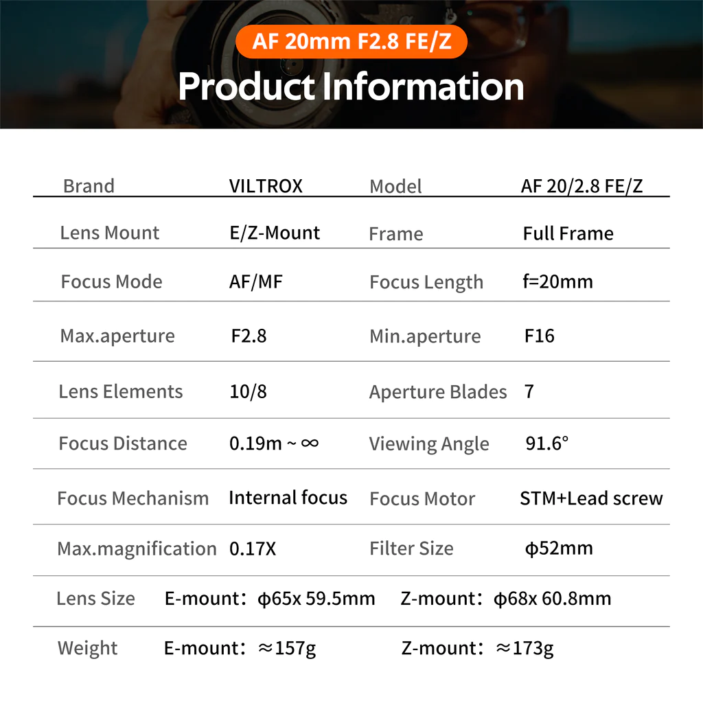 Viltrox AF 20mm f2.8 full frame lens for Nikon Z mount 11.webp