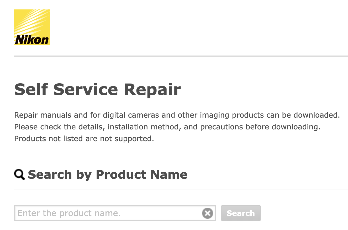 Nikon Self Service Repair section manuals.png